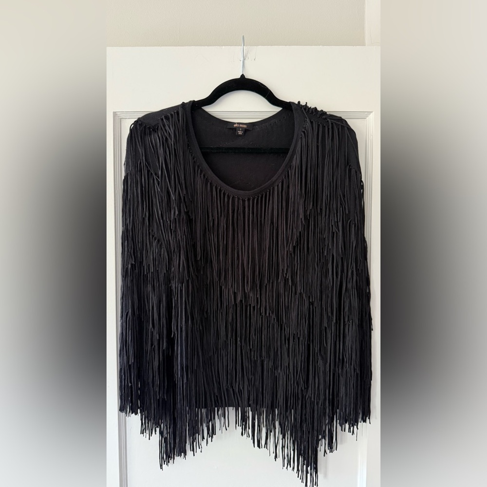 Ella Moss Black Fringe Blouse